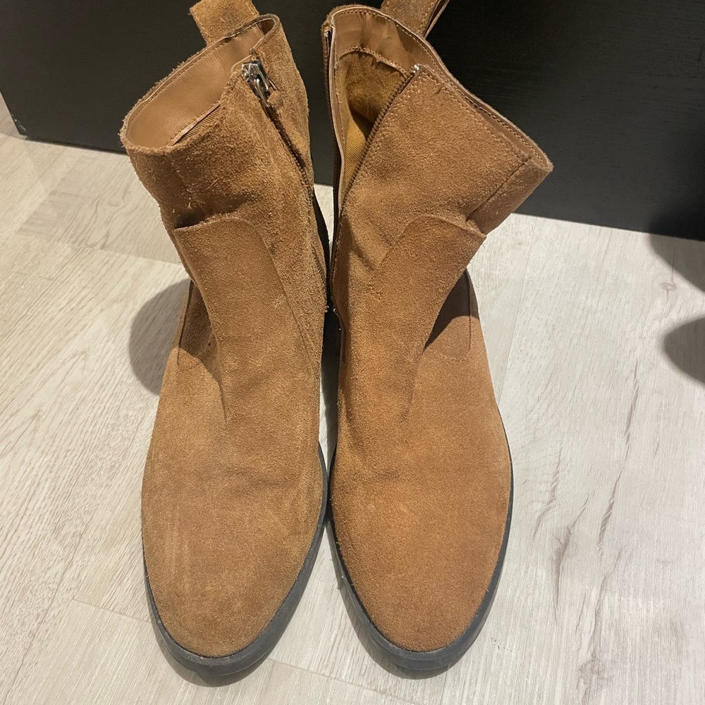 Zara Suede Ankle Boots - Tan